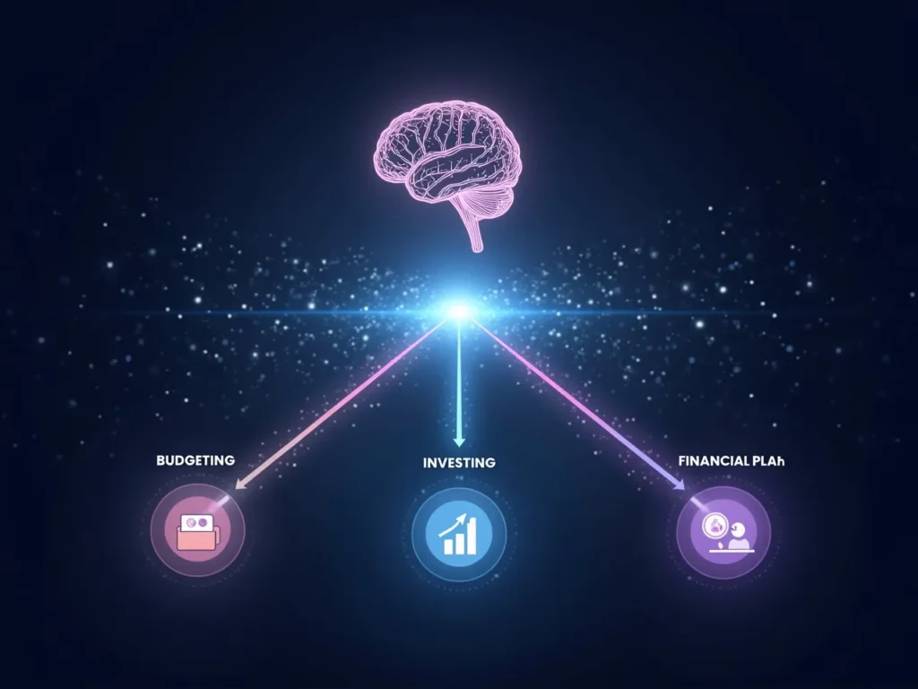 Infographic illustrating AI's impact on budgeting, investing, and financial planning