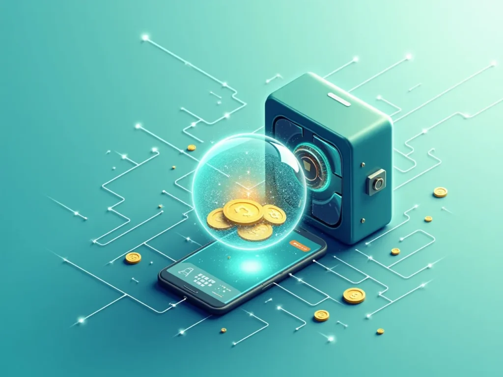 Secure digital vault for high-yield savings accounts, symbolizing safe emergency funds