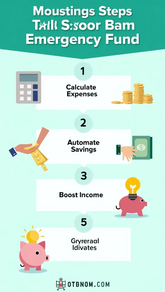 Visual infographic showing 5 steps to effectively build an emergency savings fund