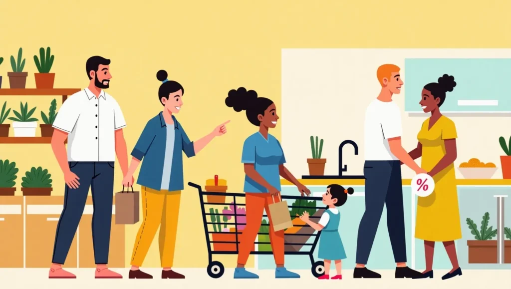 Family making smart grocery choices and cooking at home to save money on food in 2025