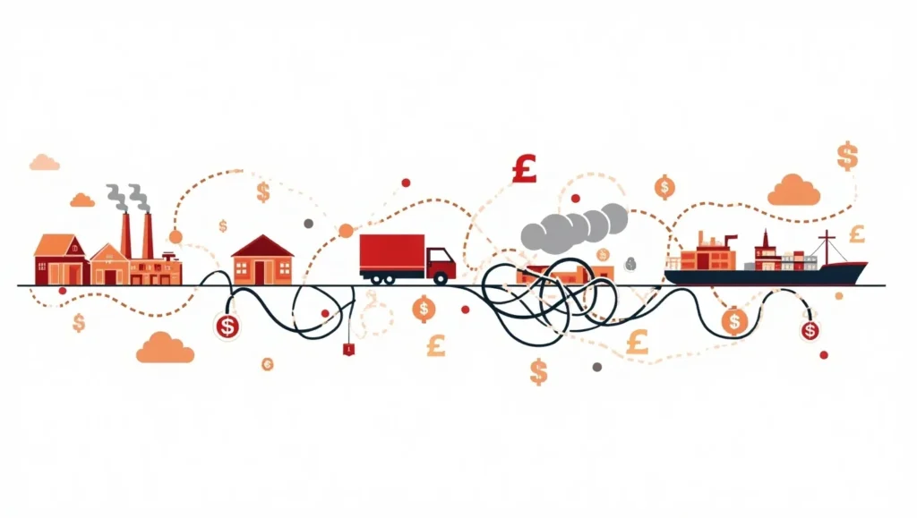 Infographic showing global food supply chain disruptions and challenges in 2025