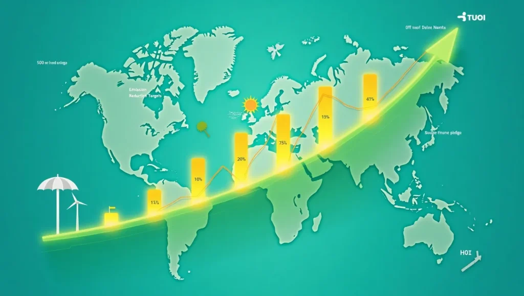 Infographic showing new emission reduction targets and climate finance pledges from Geneva Climate Summit 2025